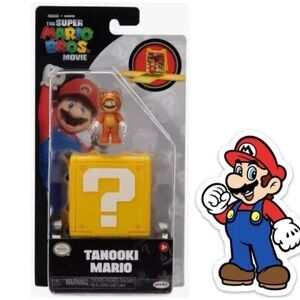 THE SUPER MARIO BROS. MOVIE 1.25” Tanooki Mario Mini Figure with Question Block